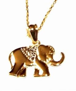 Elefantul norocos placat cu aur, pe lantisor placat cu aur